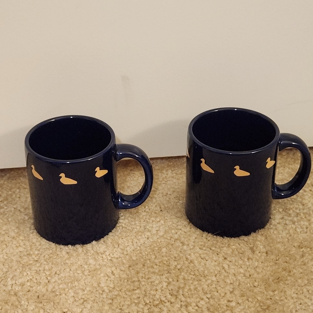 Set Of 2 Navy Blue Bird Duck Mugs Waechtersbach Spain